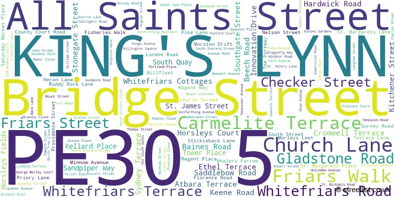 A word cloud for the PE30 5 postcode